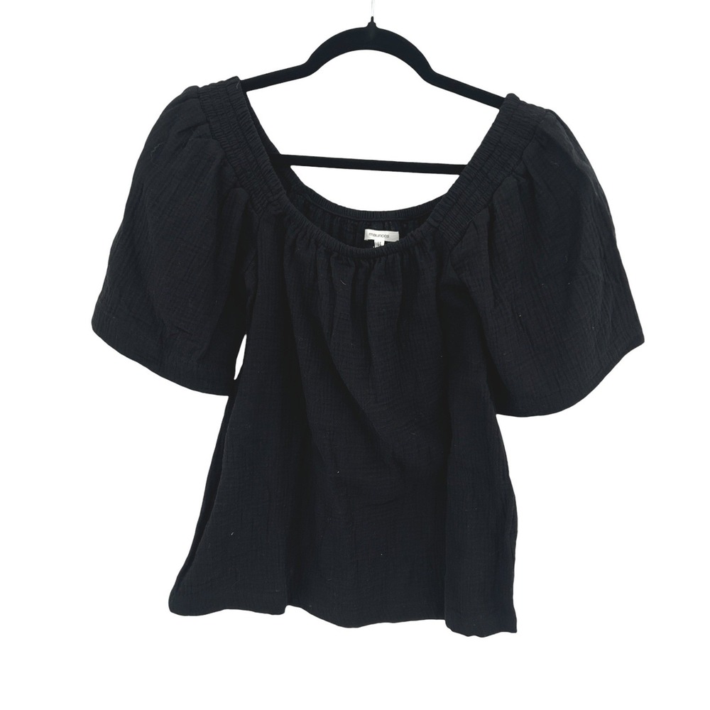 Peasant Black Puff‎ Sleeve Gauze Top XS Cottagecore Academia Romantic Minimalist